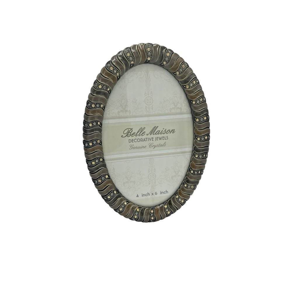 New Belle Maison Decorative Jewels Enamel/Crystals Picture Photo Frame Oval  4x6